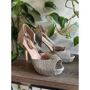 De Blossom Glitter Heels with Rhinestones – Size 10
